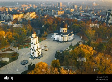 Chisinau, the capital city of the Republic of Moldova. Aerial view of ...
