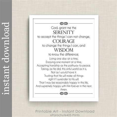 Full serenity prayer printable - trinitybool