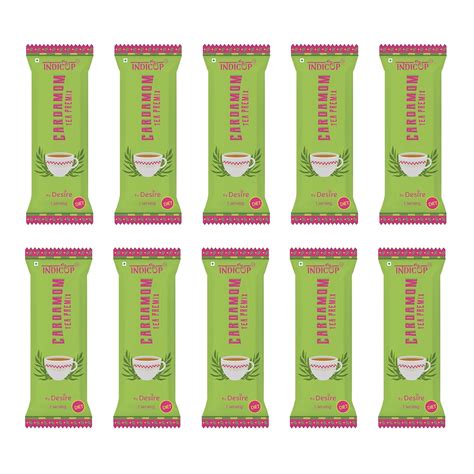 INDICUP Instant Assam Tea Premix Sachets|Low Sugar Whole Cardamom ...
