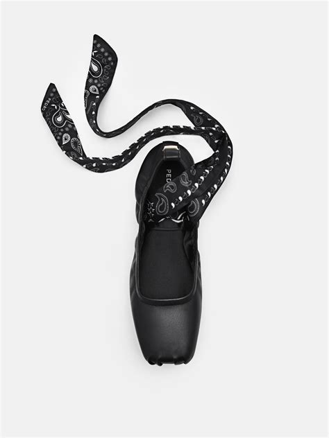 Black Lexa Leather Ballerina Flats - PEDRO EU