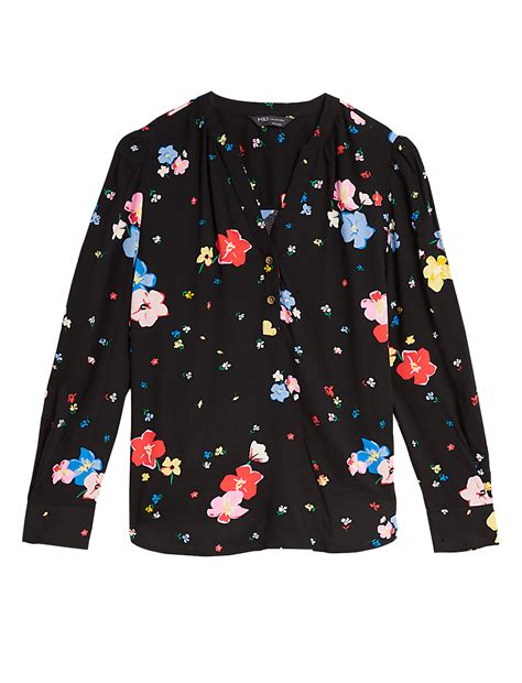 Buy Polka Dot V-Neck Relaxed Long Sleeve Blouse at Marks & Spencer