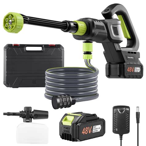 OIEXI Operated Electric Start Brushless Cordless Pressure Washer, 970PSI with 2 Batteries & 6-in ...