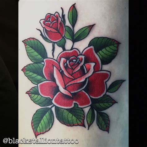 Traditional Rose Tattoo by Black Stallion Tattoo