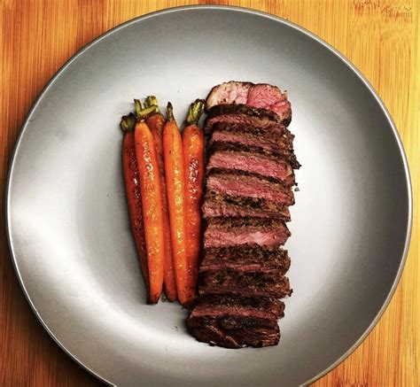 Sous Vide NY Strip Steak with Brown Sugar & Honey Glazed Carrots