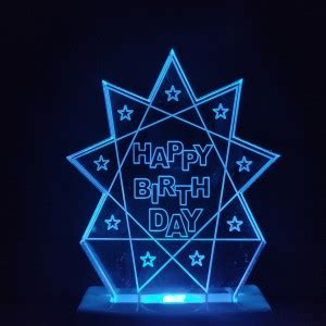 kampbros HAPPY BIRTHDAY STAR Acrylic 3D Illusion RGB 7 Colour Changing ...