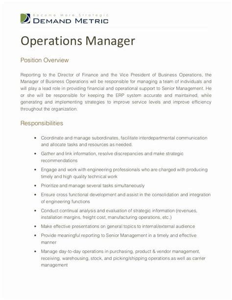 Image result for Operations Manager Job Description Sample
