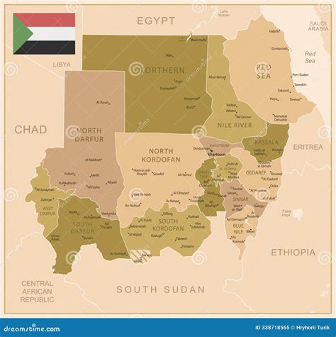 Sudan - Detailed Blue Country Map With Cities, Regions, Location On World Map And Globe ...