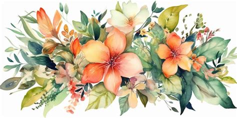 A bouquet of flowers with leaves and flowers. | Premium AI-generated image