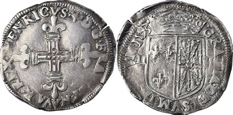 France ¼ Ecu de Navarre 1593 Saint-Palais Coin, Henri IV, Saint-Palais ...