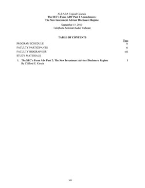 Fillable Online ALI-ABA Topical Courses The SEC's Form ADV Part 2 ...