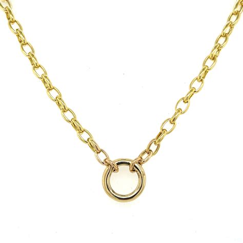 14K Gold Charm Holder Rolo Necklace