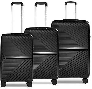 NASHER MILES Bruges Hard-sided Luggage Set of 3 Black Trolley Bags (55 ...
