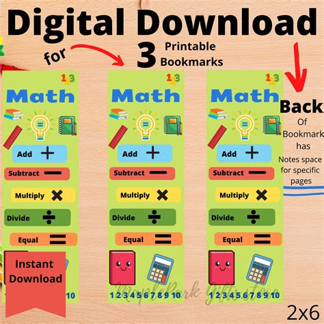 Image result for Math Bookmark