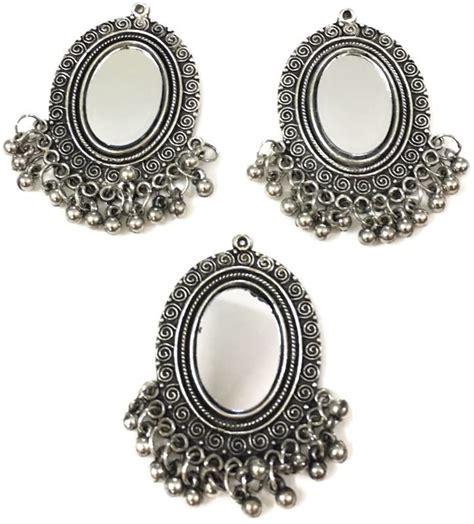 SYNC silver long buttons for kurtis real mirror 6 cm buttons clothes ...