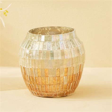 Buy Mabel Kamal Glass Mosaic Hurricane Candle Holder - Small from Home ...