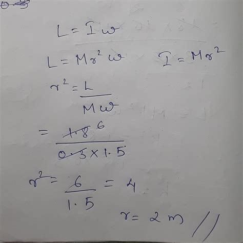 A body of mass 1.5 kg rotating about an axis with angular velocity of 0 ...