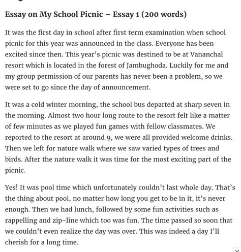 PARAGRAPH ON "MY CLASS PICNIC" - Brainly.in