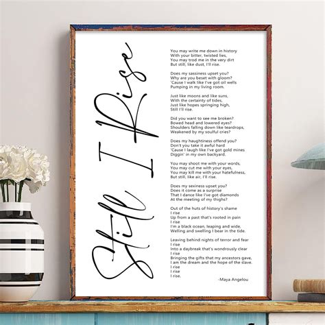Maya Angelou Quotes Wall Art Canvas Still i Rise Wall Art Positive ...