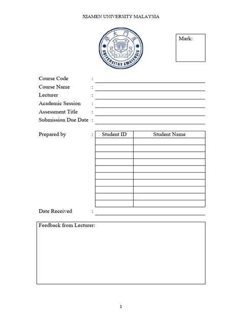 9 - Template of Assignment Cover Page (Upload) | PDF