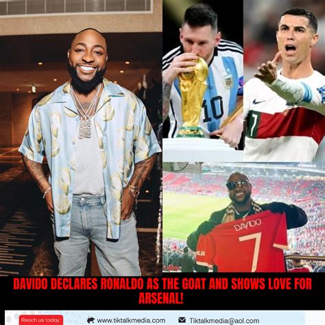 Davido Declares Ronaldo as the GOAT and Shows Love for Arsenal ...