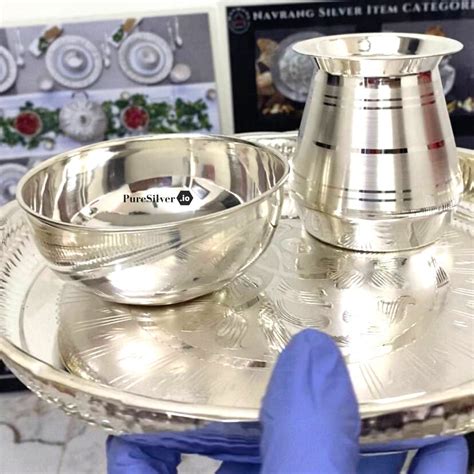 414 grams Custom Silver Dinner Set For Kids [3 Pcs] - Floral Emery ...