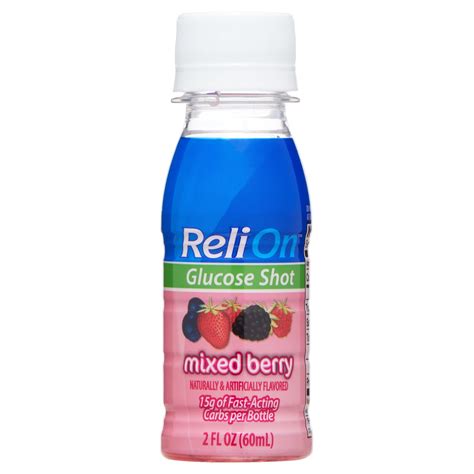 ReliOn Glucose Shot, Mixed Berry, 2 fl oz.; 15g of Fast-Acting ...