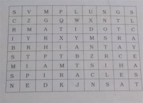 8. Given below is a square of letters in which are hidden different ...