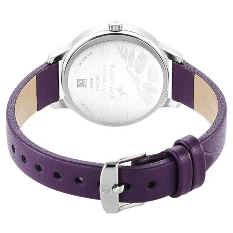 Buy Online Fastrack Stunners Quartz Analog Purple Dial Leather Strap ...