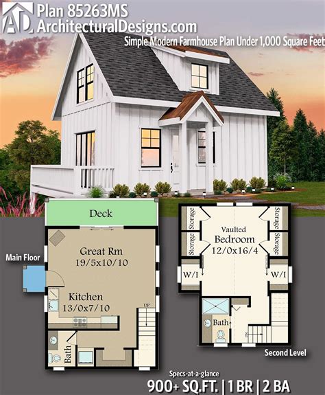 Plan 85263MS: Simple Modern Farmhouse Plan Under 1,000 Square Feet ...