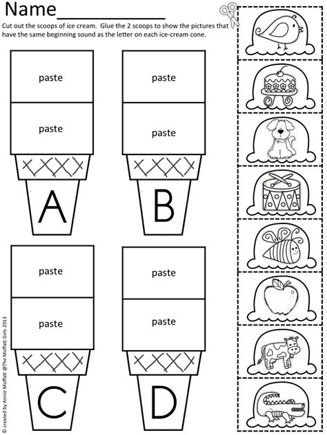 Cut And Paste Beginning Sounds Worksheets - Educational Printable ...