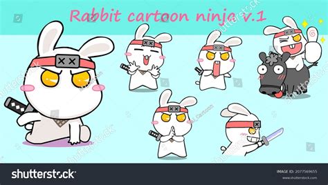 Cute Cartoon Ninja Rabbit Vector Image: เวกเตอร์สต็อก (ปลอดค่าลิขสิทธิ์ ...