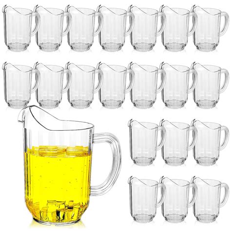Tessco 20 Pcs Plastic Water Pitcher 60 Oz Clear Restaurant Pitcher Beer ...