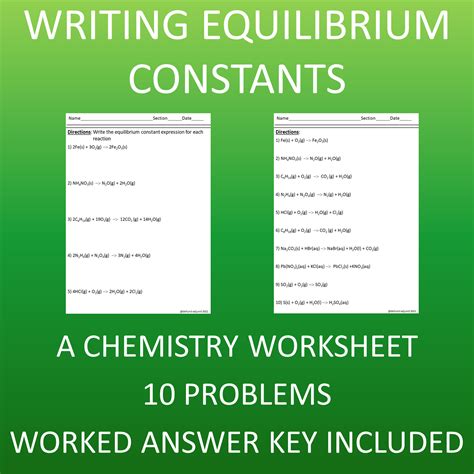 Chemical Equilibria Worksheet for Higher Ed | Lesson Planet ...