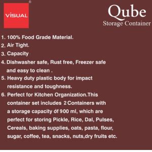 Buy Visual Qube Storage Container 1100ml | 2pcs Set | Storage Container ...