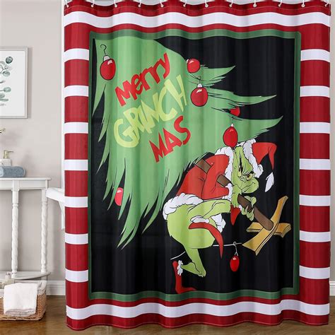 Amazon.com: AODERTI Christmas Grinch Shower Curtain with 12 Hooks, 72 ...