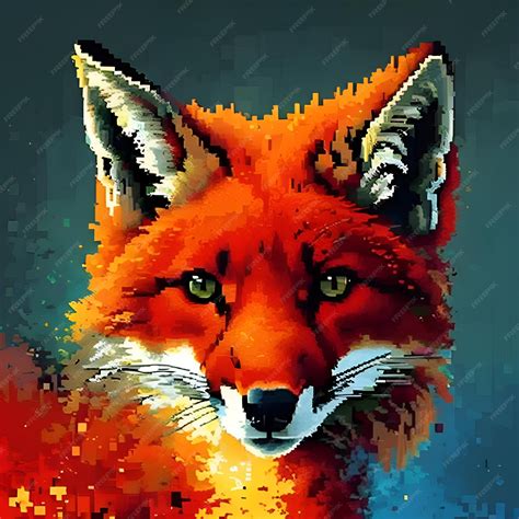 Premium Photo | Red fox portrait in pixel art style