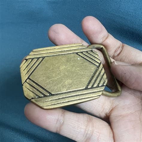 Vintage BTS Solid Brass USA Belt Buckle - Gem