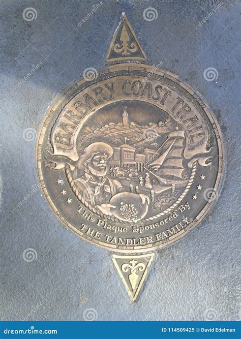 San Francisco`s Barbary Coast Trail Medallion, 1. Editorial Image ...