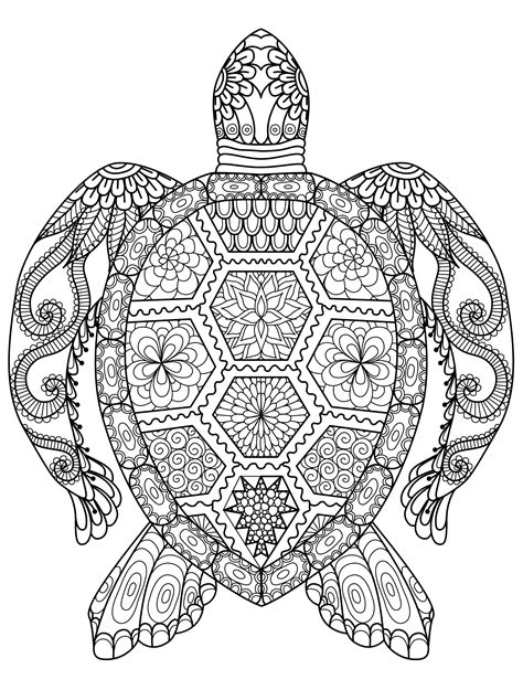Free Printable Adult Coloring Page: Sea Turtle