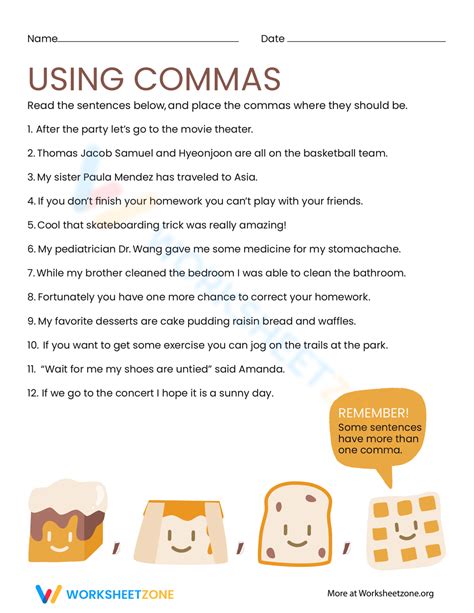 Image result for Adding Commas Worksheet