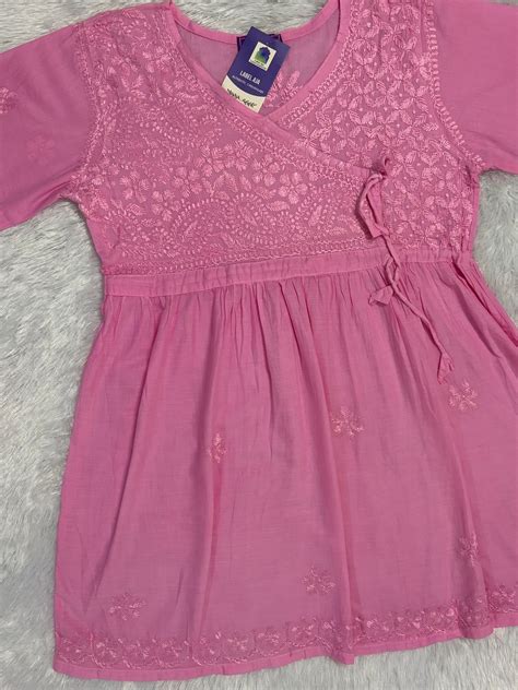 Kaya mul cotton angarkha short top – Label Aja Chikankari