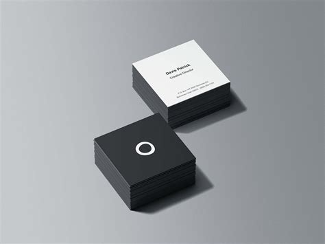 Free Square Business Cards Stack Mockup (PSD)