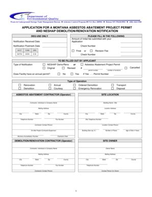 Fillable Online Application for a montana asbestos abatement ...
