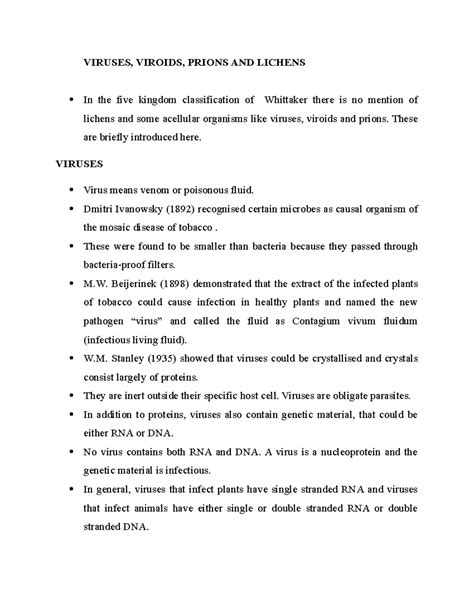 Virus Viroid Prions Lichen - VIRUSES, VIROIDS, PRIONS AND LICHENS In ...