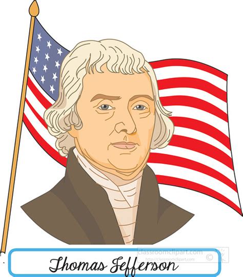 American Presidents Clipart-president thomas jefferson with flag clipart
