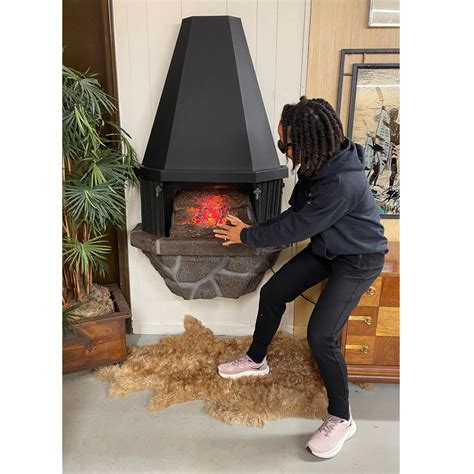 Vintage Wall Mounted Faux Stone Electric Fireplace with Space Heater ...