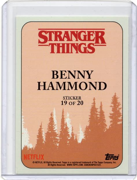 Benny Hammond 2018 Topps Stranger Things Character Sticker