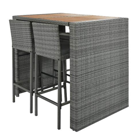 Harper & Bright Designs 5-Piece Wicker Outdoor Dining Set with Gray ...