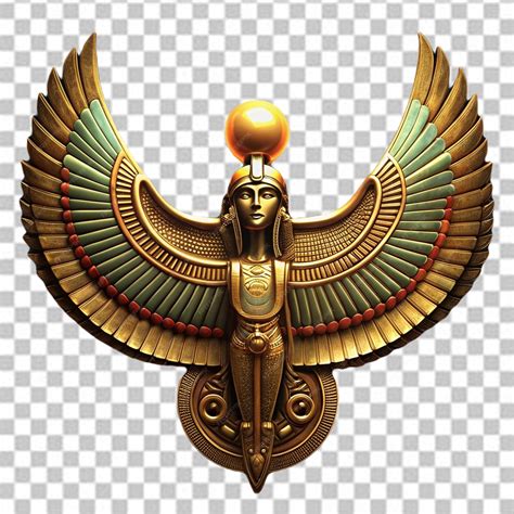 Egyptian style gold parallel wings ornament on white background ...