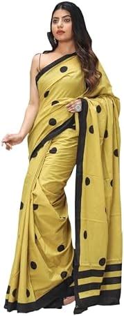 Buy Rovim Women's Jaipuri Hand Block Printed Pure Cotton Mulmul Saree ...